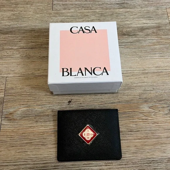 Casablanca unisex monogram leather logo card holder wallet NEW